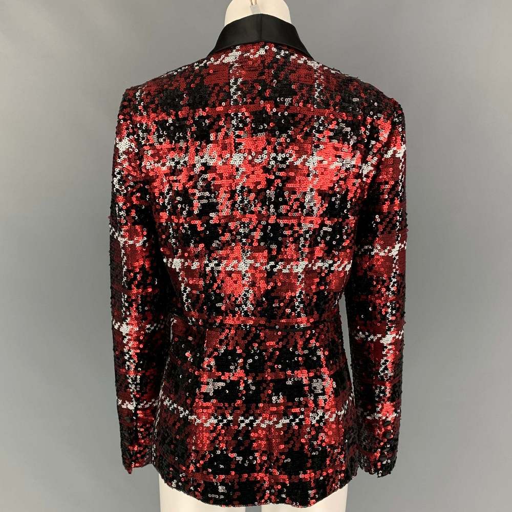 L'AGENCE Black Red Polyester Sequined Jacket - Picture 3 of 6